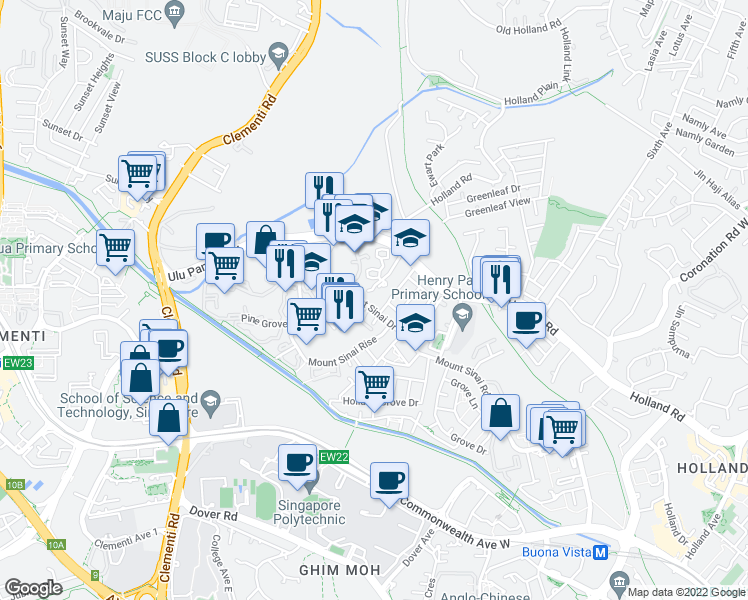 map of restaurants, bars, coffee shops, grocery stores, and more near in Singapore