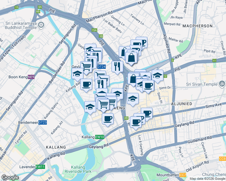 map of restaurants, bars, coffee shops, grocery stores, and more near in Singapore
