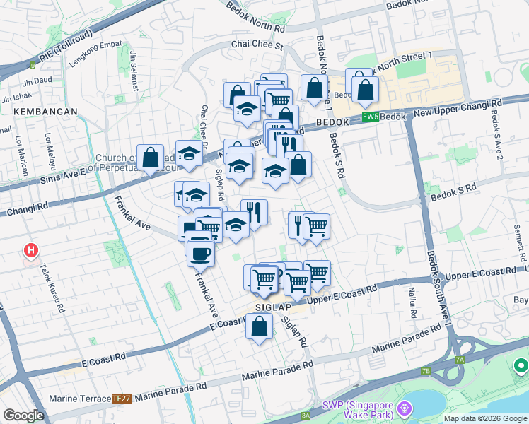 map of restaurants, bars, coffee shops, grocery stores, and more near in Singapore