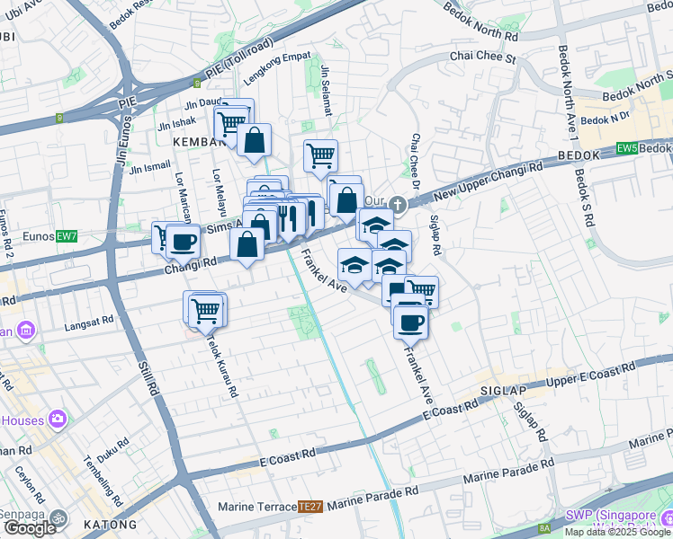 map of restaurants, bars, coffee shops, grocery stores, and more near in Singapore