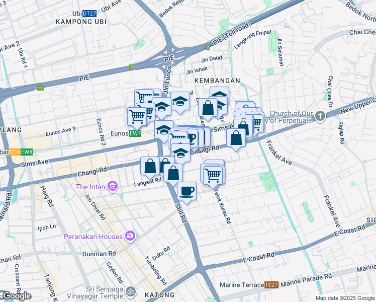 map of restaurants, bars, coffee shops, grocery stores, and more near in Singapore