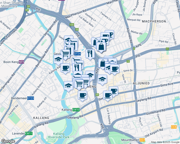 map of restaurants, bars, coffee shops, grocery stores, and more near in Singapore