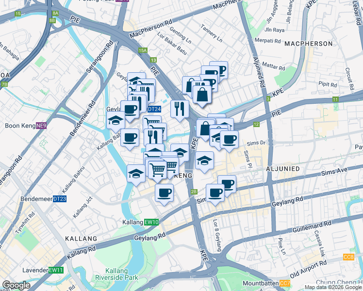map of restaurants, bars, coffee shops, grocery stores, and more near in Singapore