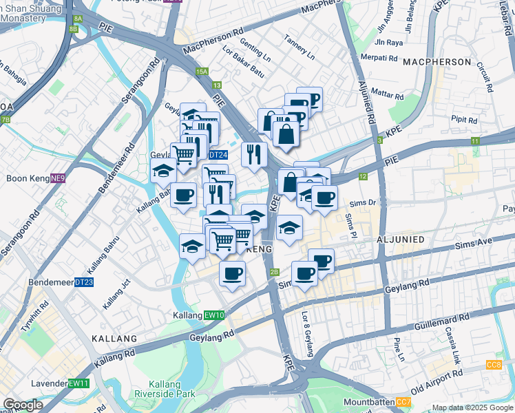 map of restaurants, bars, coffee shops, grocery stores, and more near in Singapore
