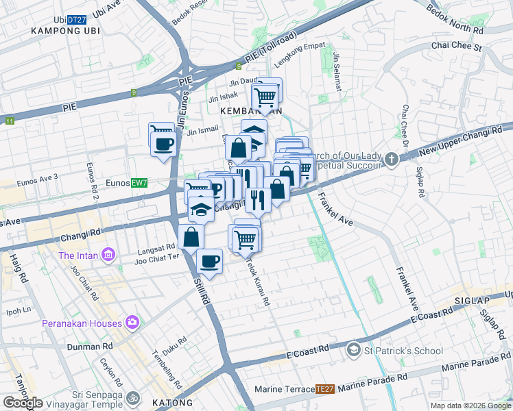 map of restaurants, bars, coffee shops, grocery stores, and more near in Singapore