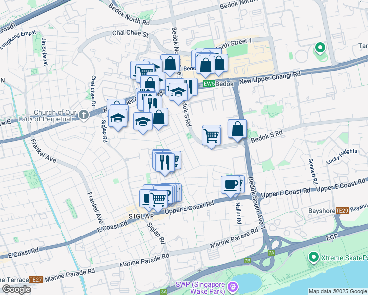 map of restaurants, bars, coffee shops, grocery stores, and more near in Singapore