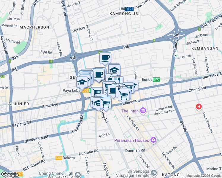 map of restaurants, bars, coffee shops, grocery stores, and more near in Singapore