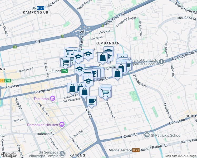 map of restaurants, bars, coffee shops, grocery stores, and more near in Singapore
