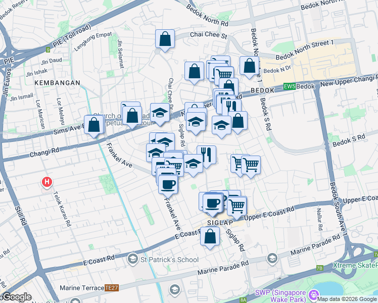 map of restaurants, bars, coffee shops, grocery stores, and more near in Singapore