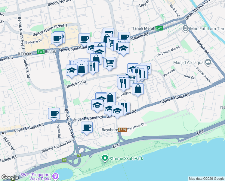 map of restaurants, bars, coffee shops, grocery stores, and more near in Singapore