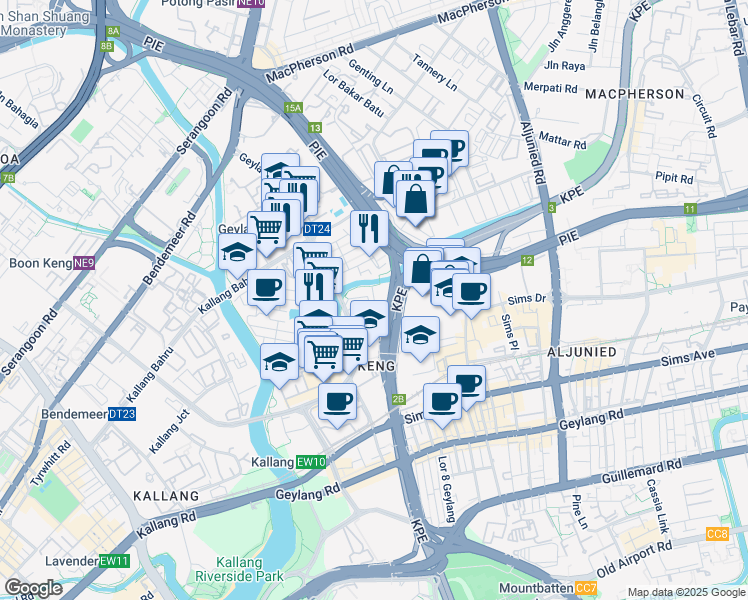 map of restaurants, bars, coffee shops, grocery stores, and more near in Singapore