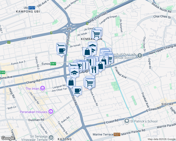 map of restaurants, bars, coffee shops, grocery stores, and more near in Singapore