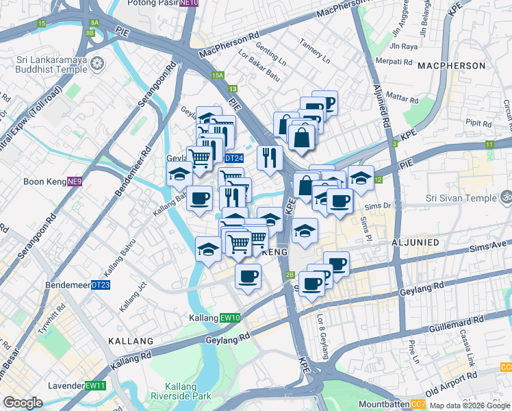 map of restaurants, bars, coffee shops, grocery stores, and more near in Singapore