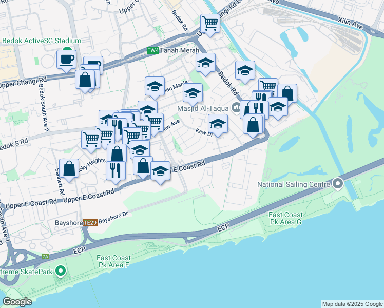 map of restaurants, bars, coffee shops, grocery stores, and more near in Singapore