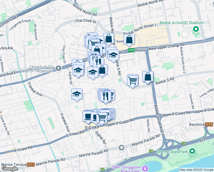 map of restaurants, bars, coffee shops, grocery stores, and more near in Singapore