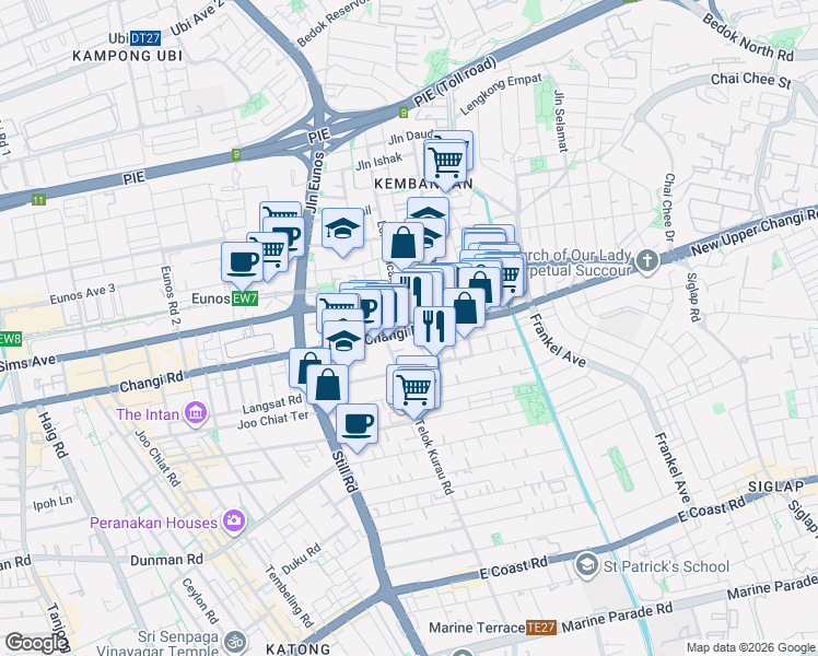map of restaurants, bars, coffee shops, grocery stores, and more near in Singapore