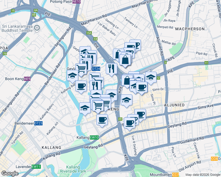 map of restaurants, bars, coffee shops, grocery stores, and more near in Singapore
