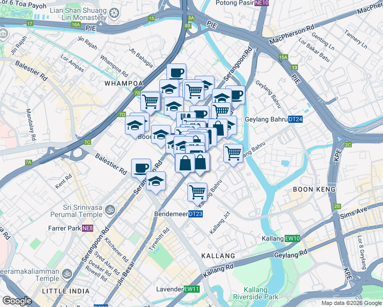 map of restaurants, bars, coffee shops, grocery stores, and more near in Singapore