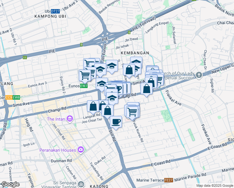 map of restaurants, bars, coffee shops, grocery stores, and more near in Singapore