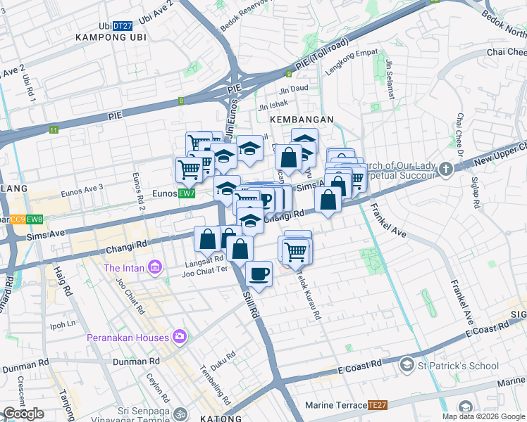 map of restaurants, bars, coffee shops, grocery stores, and more near in Singapore