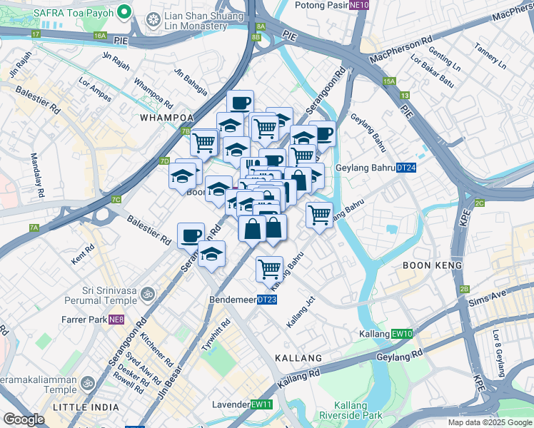 map of restaurants, bars, coffee shops, grocery stores, and more near in Singapore