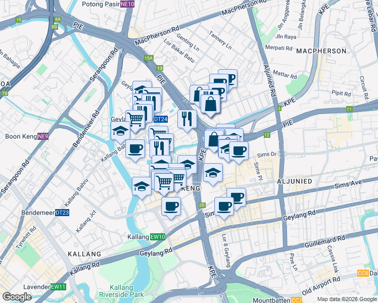 map of restaurants, bars, coffee shops, grocery stores, and more near in Singapore