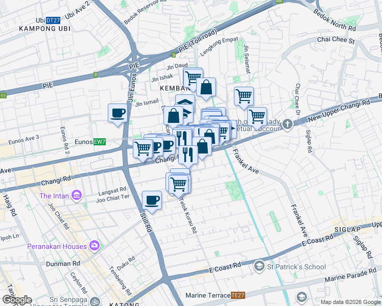 map of restaurants, bars, coffee shops, grocery stores, and more near in Singapore