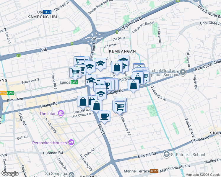 map of restaurants, bars, coffee shops, grocery stores, and more near in Singapore