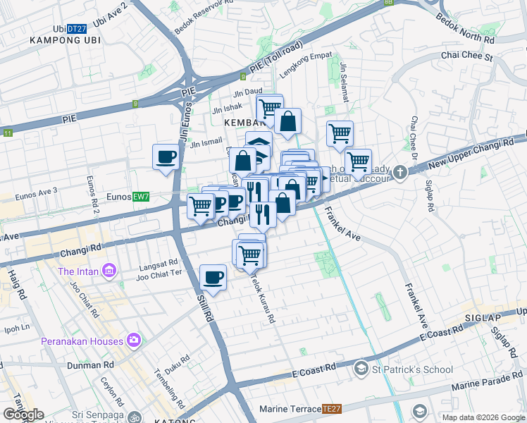 map of restaurants, bars, coffee shops, grocery stores, and more near in Singapore