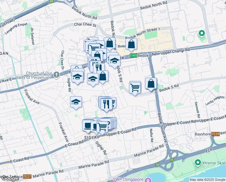 map of restaurants, bars, coffee shops, grocery stores, and more near in Singapore