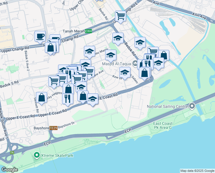 map of restaurants, bars, coffee shops, grocery stores, and more near in Singapore