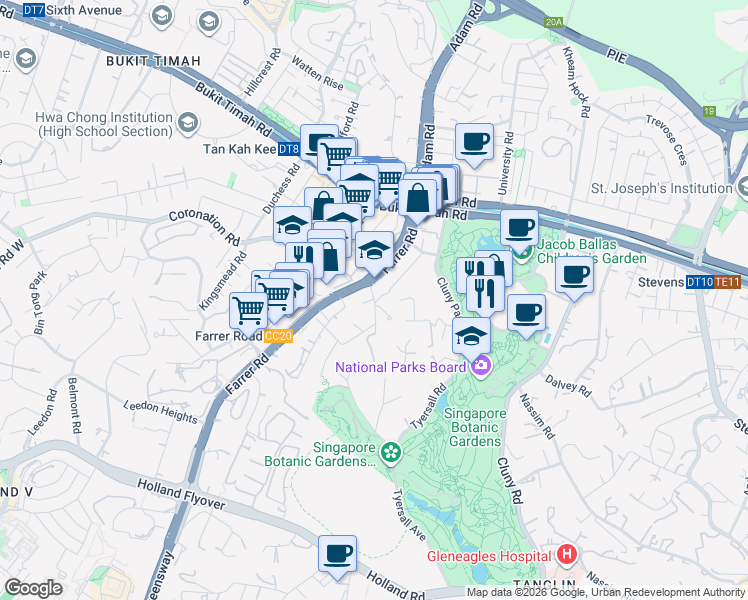 map of restaurants, bars, coffee shops, grocery stores, and more near in Singapore