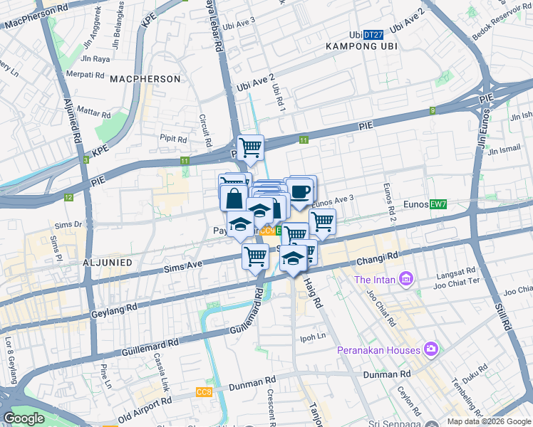 map of restaurants, bars, coffee shops, grocery stores, and more near in Singapore