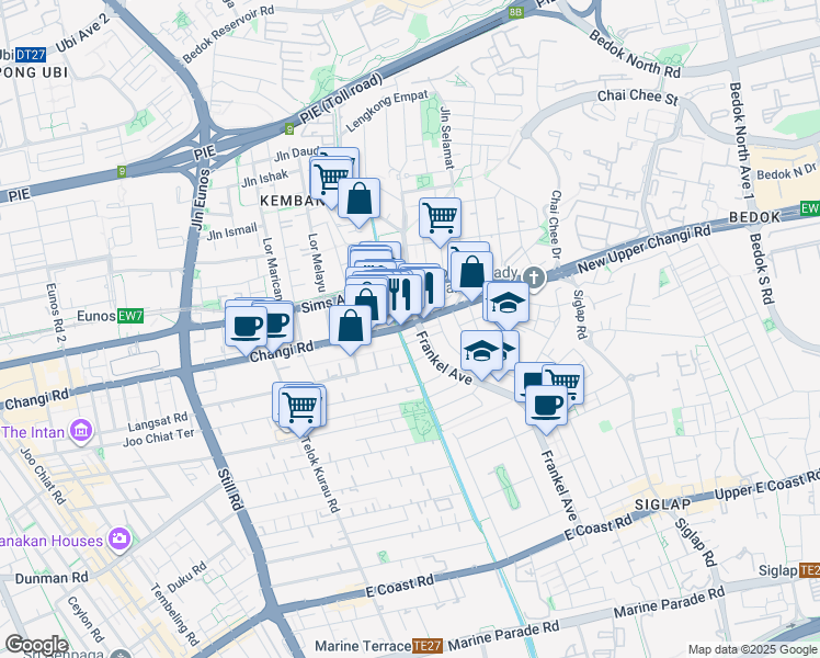 map of restaurants, bars, coffee shops, grocery stores, and more near in Singapore