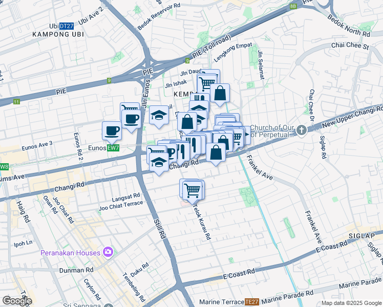 map of restaurants, bars, coffee shops, grocery stores, and more near in Singapore