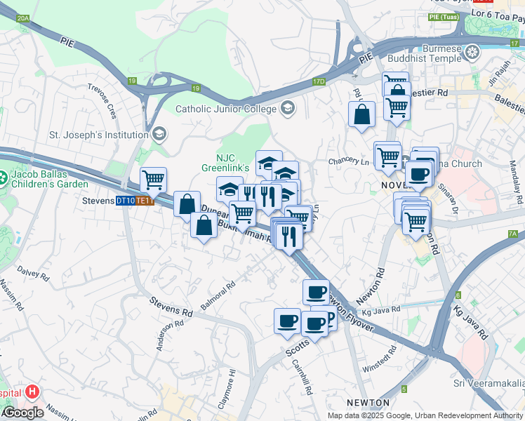map of restaurants, bars, coffee shops, grocery stores, and more near in Singapore