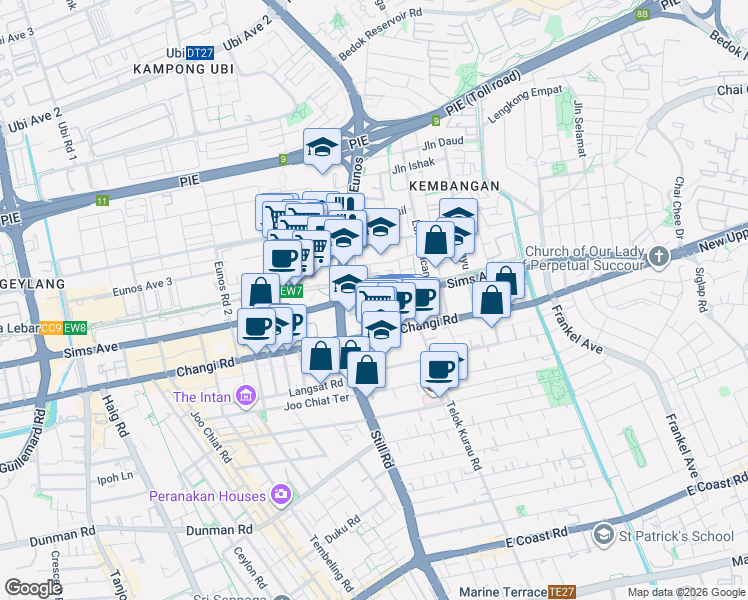 map of restaurants, bars, coffee shops, grocery stores, and more near in Singapore