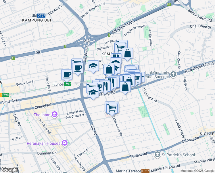 map of restaurants, bars, coffee shops, grocery stores, and more near in Singapore