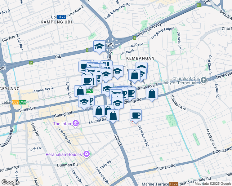 map of restaurants, bars, coffee shops, grocery stores, and more near in Singapore
