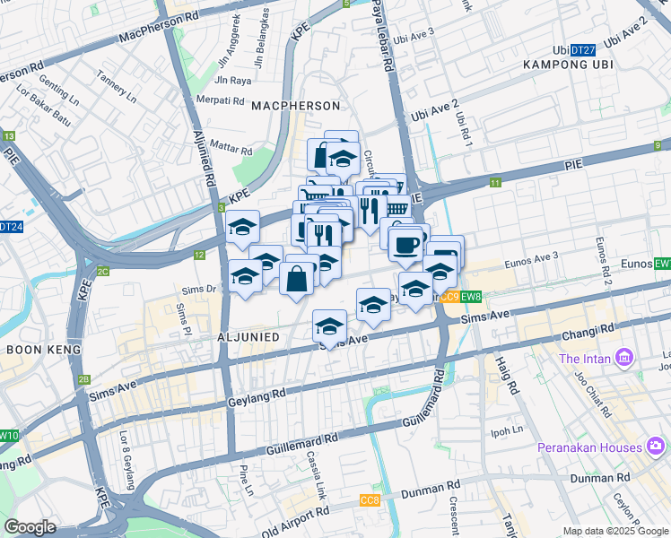 map of restaurants, bars, coffee shops, grocery stores, and more near in Singapore