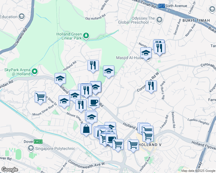 map of restaurants, bars, coffee shops, grocery stores, and more near in Singapore