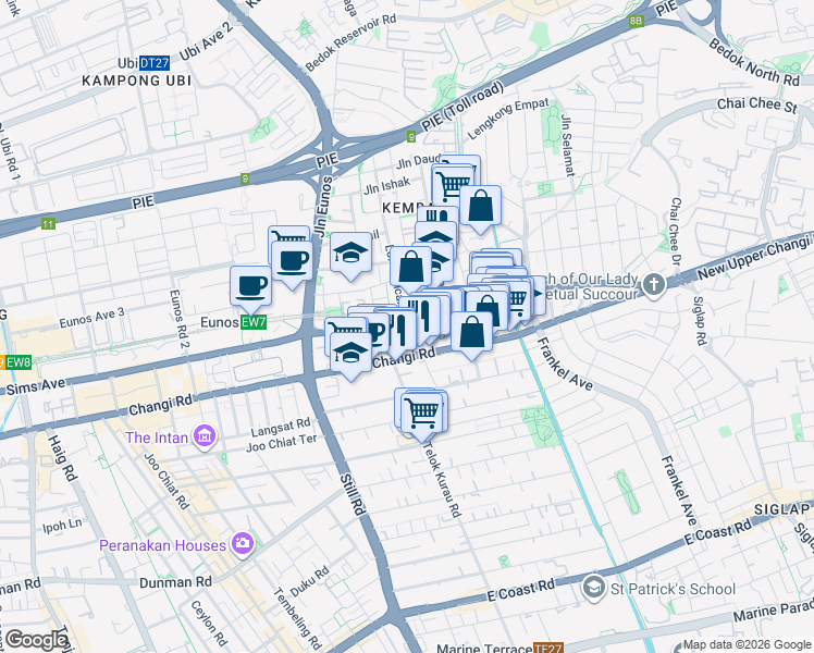 map of restaurants, bars, coffee shops, grocery stores, and more near in Singapore