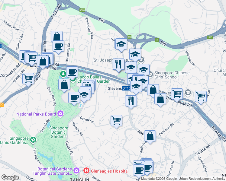 map of restaurants, bars, coffee shops, grocery stores, and more near in Singapore