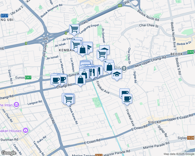 map of restaurants, bars, coffee shops, grocery stores, and more near in Singapore