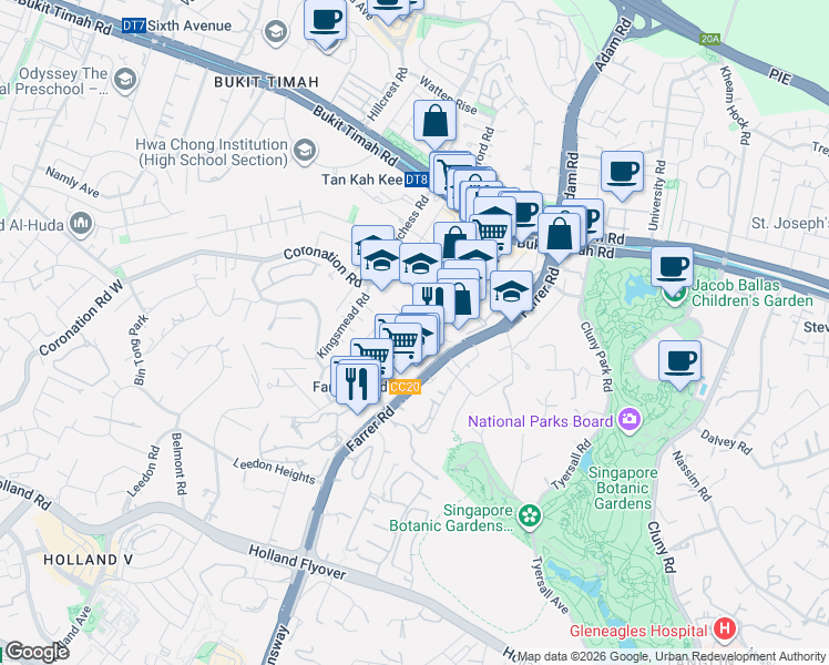 map of restaurants, bars, coffee shops, grocery stores, and more near in Singapore