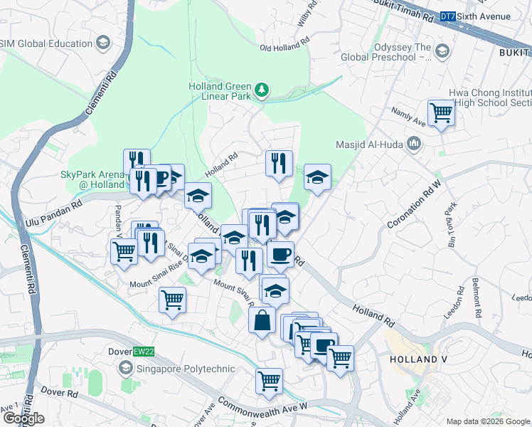 map of restaurants, bars, coffee shops, grocery stores, and more near in Singapore