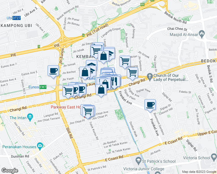map of restaurants, bars, coffee shops, grocery stores, and more near in Singapore