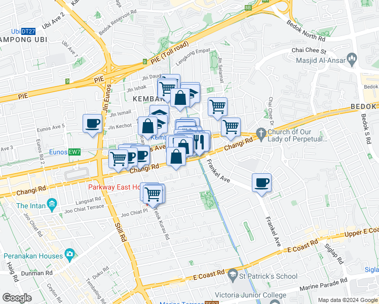 map of restaurants, bars, coffee shops, grocery stores, and more near in Singapore