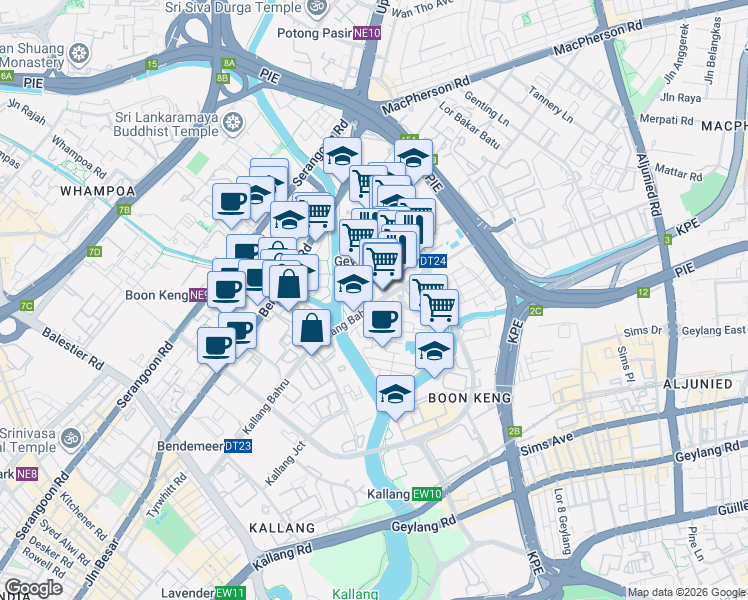 map of restaurants, bars, coffee shops, grocery stores, and more near in Singapore