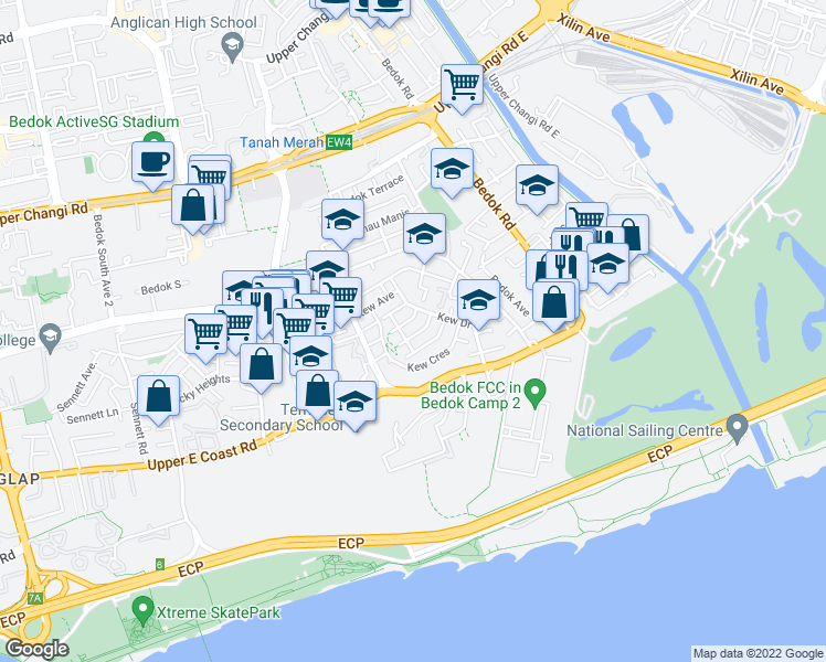 map of restaurants, bars, coffee shops, grocery stores, and more near in Singapore